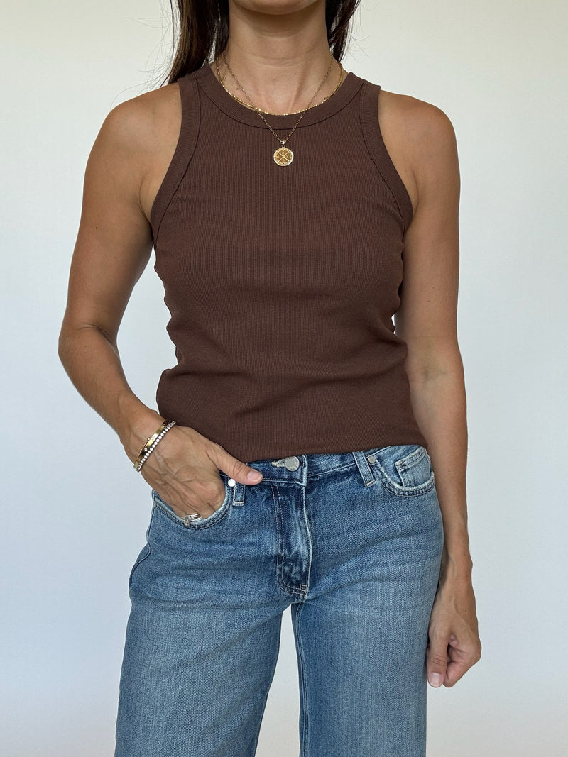 Jenny Ribbed Tank - Brown