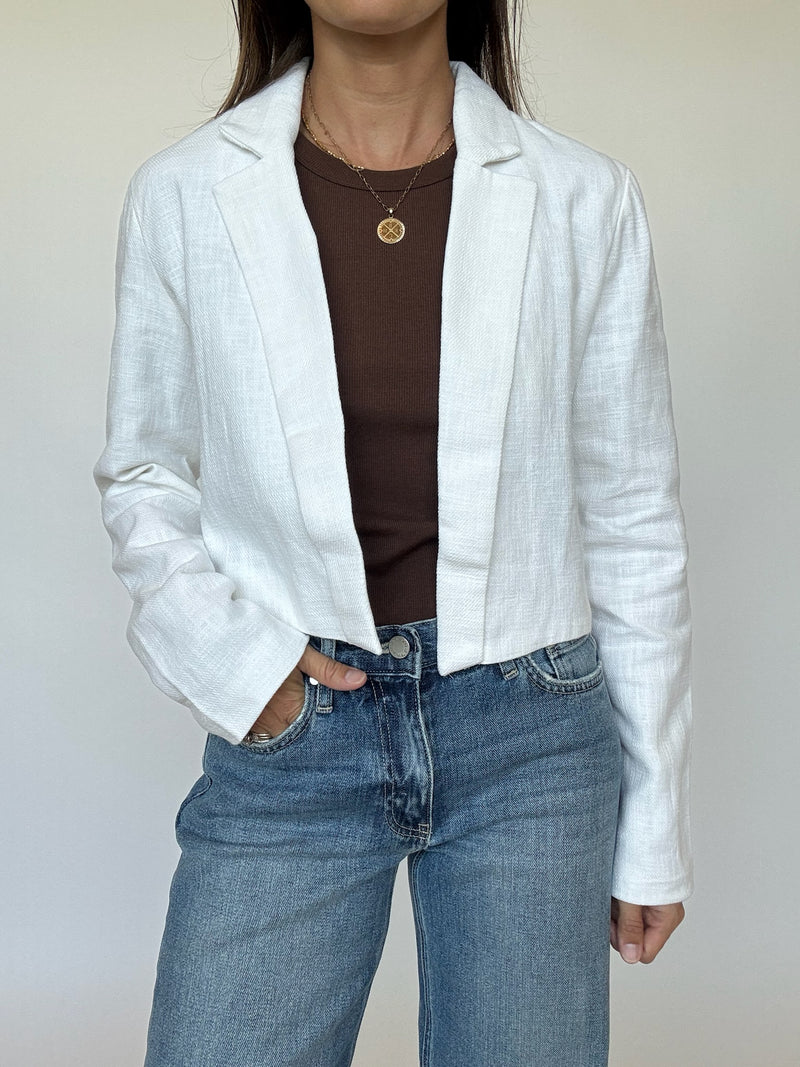 Cropped Linen Blazer