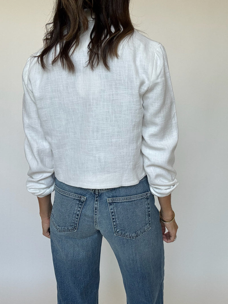 Cropped Linen Blazer