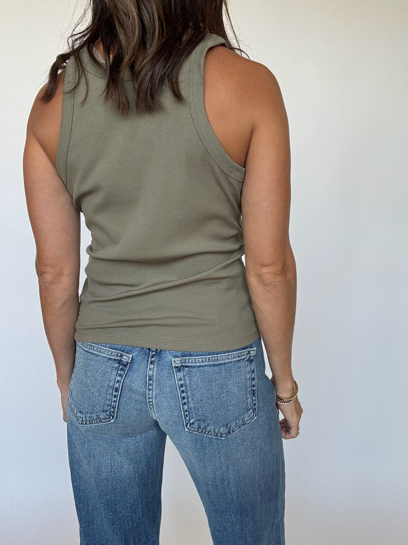 Jenny Ribbed Tank - Olive