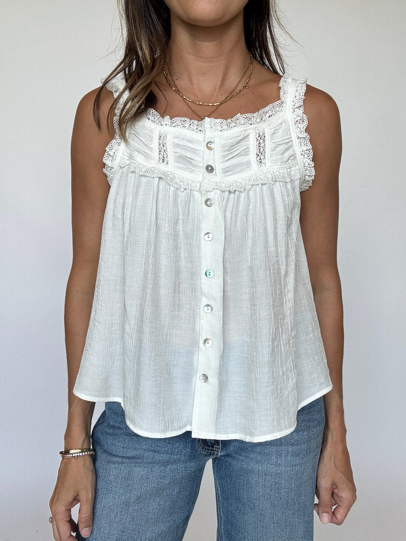 Ruthie Flowy Tank - White