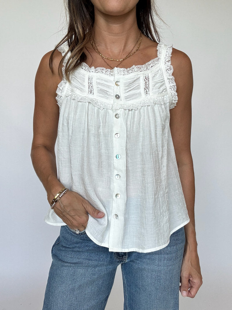 Ruthie Flowy Tank - White