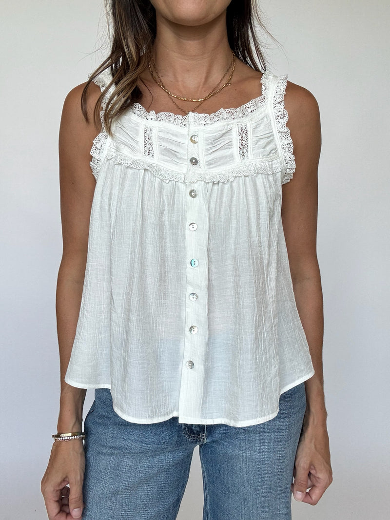 Ruthie Flowy Tank - White