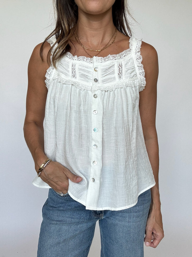 Ruthie Flowy Tank - White