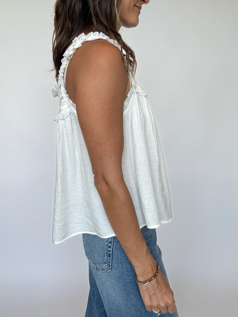 Ruthie Flowy Tank - White