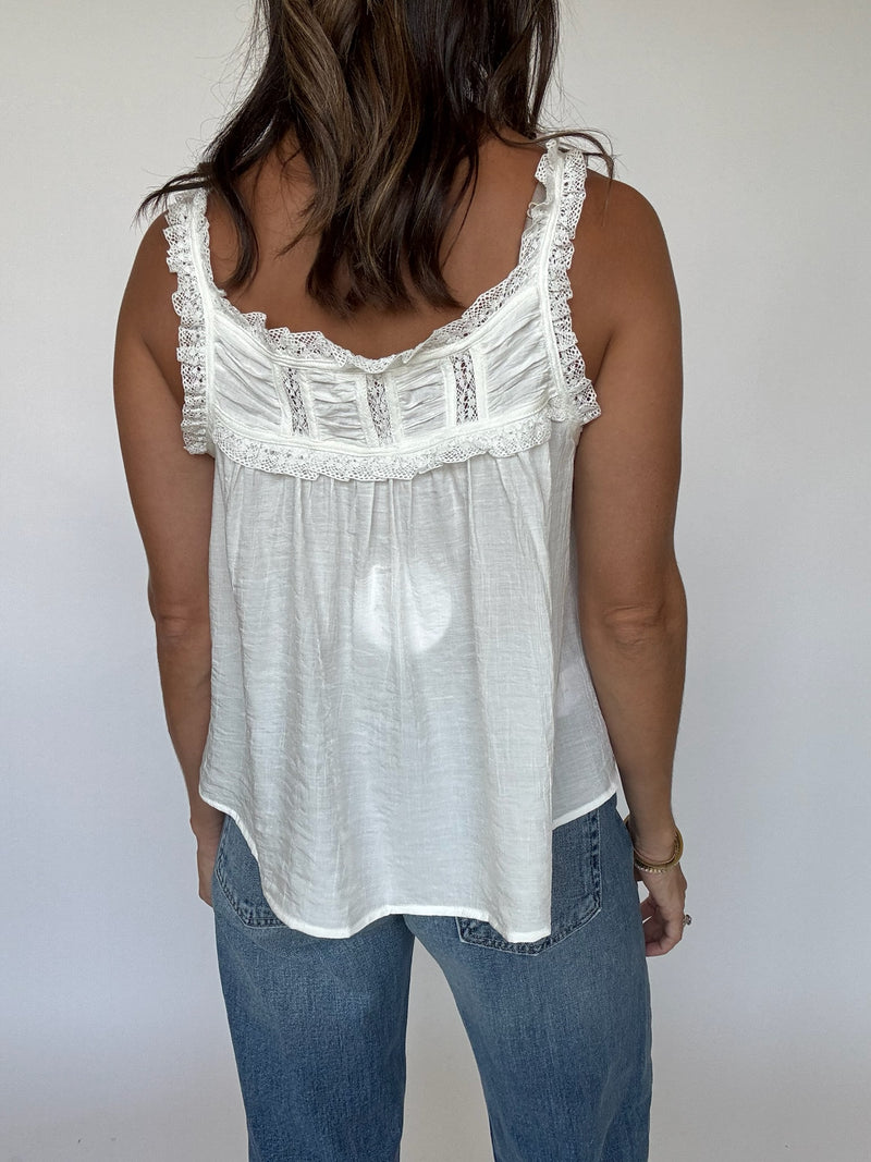 Ruthie Flowy Tank - White