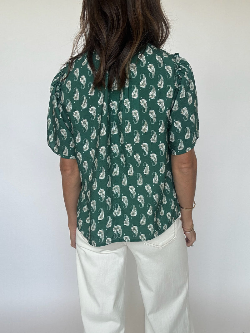 Evergreen Block Print Top