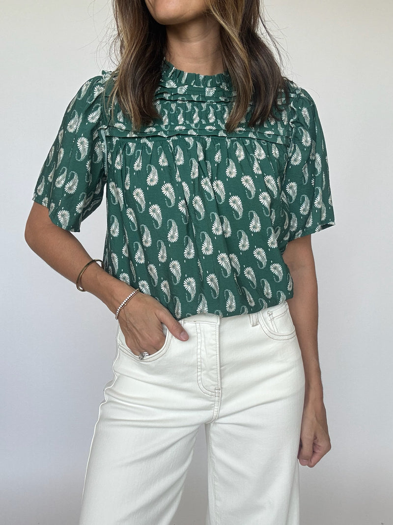 Evergreen Block Print Top