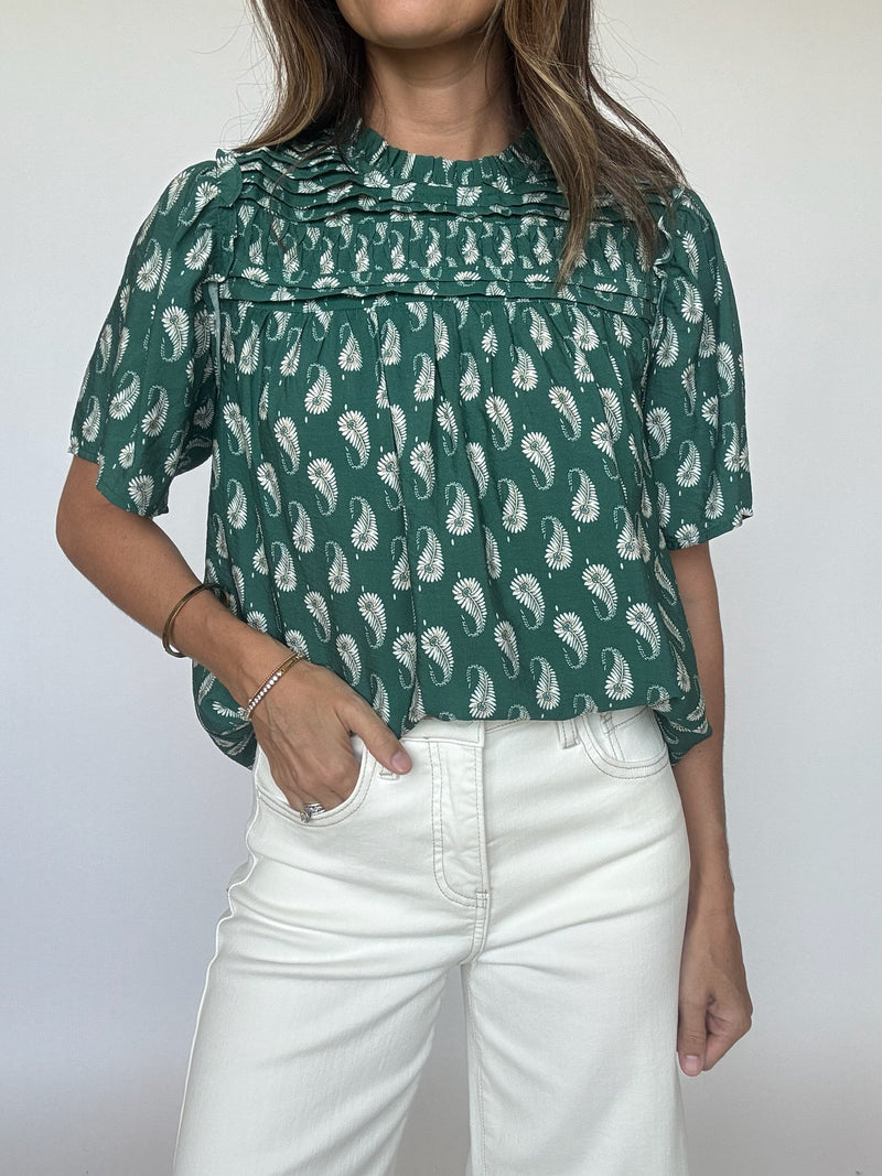 Evergreen Block Print Top