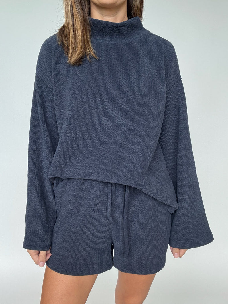 Mock Neck Wide Sleeve Top