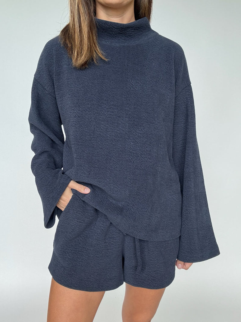 Mock Neck Wide Sleeve Top