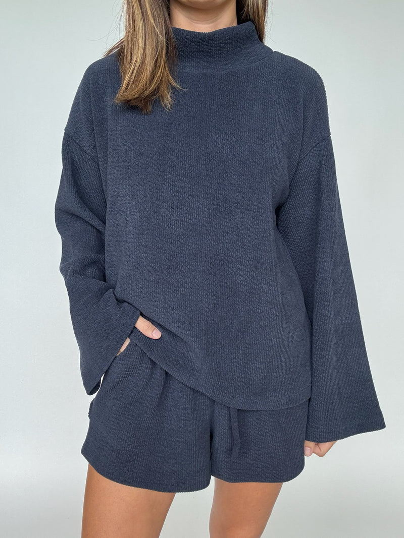 Mock Neck Wide Sleeve Top