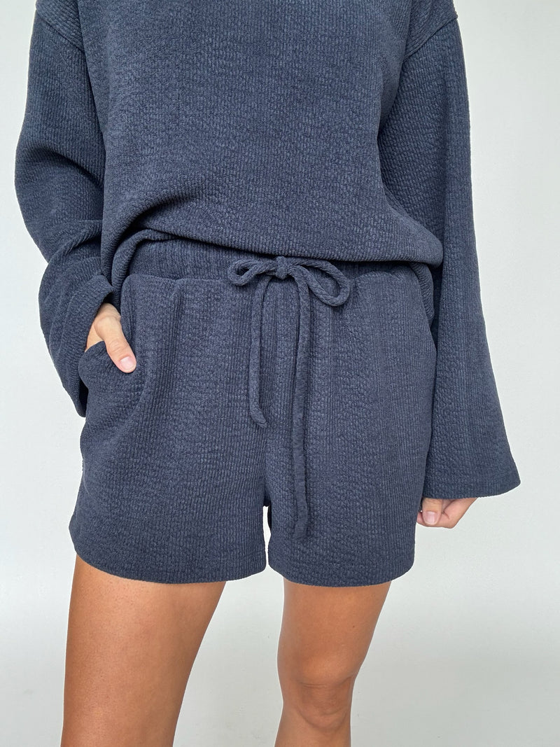 Ribbed Drawstring Shorts