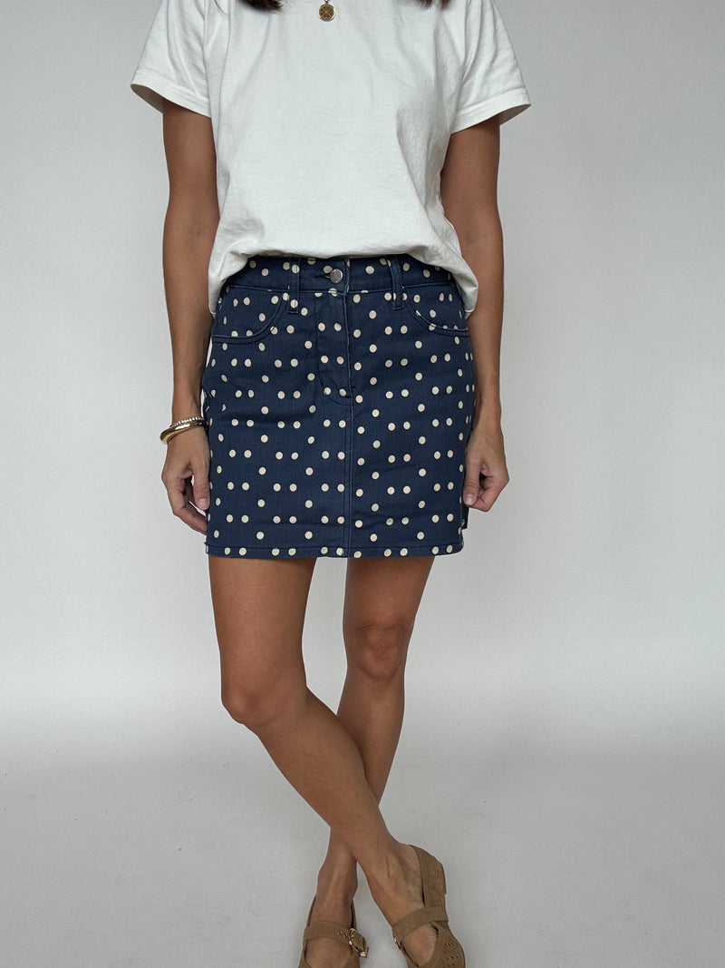 Polka Dot Denim Skort
