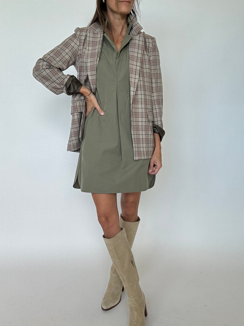 PREORDER | Greer Classic Collared Poplin Dress - Olive | EST SHIP DATE 9/24