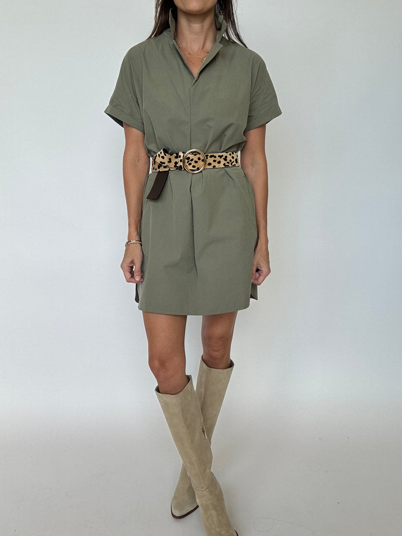 PREORDER | Greer Classic Collared Poplin Dress - Olive | EST SHIP DATE 9/24