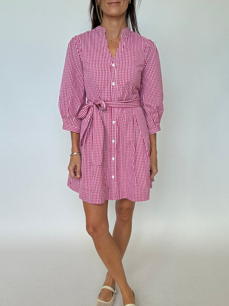 Raspberry Gingham Mini Dress