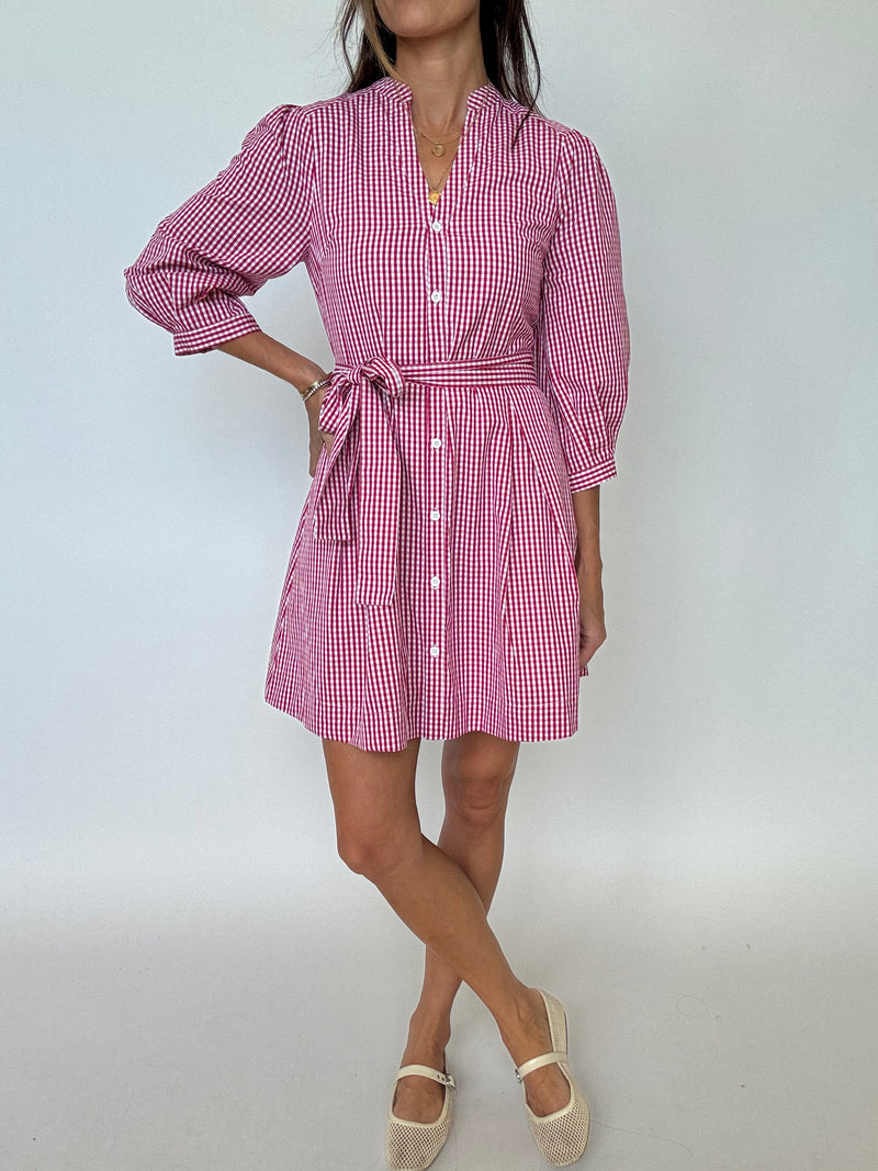 Raspberry Gingham Mini Dress