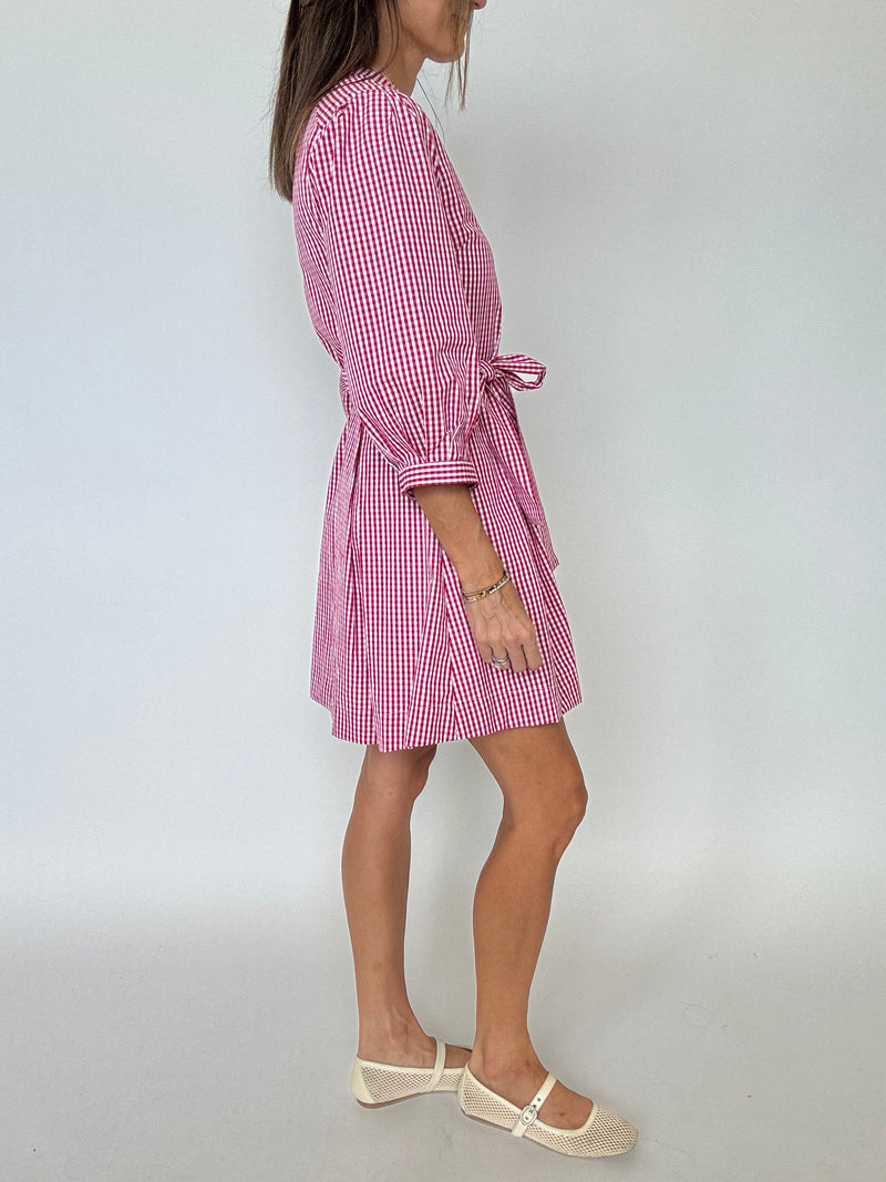 Raspberry Gingham Mini Dress