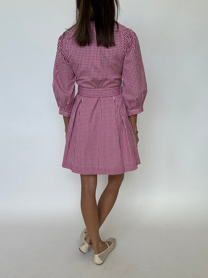 Raspberry Gingham Mini Dress