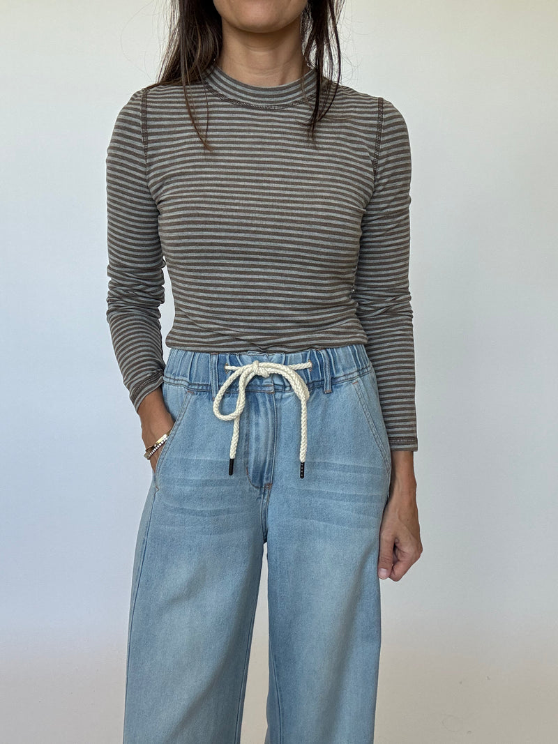 Sophie Long Sleeve Tee - Brown Stripe