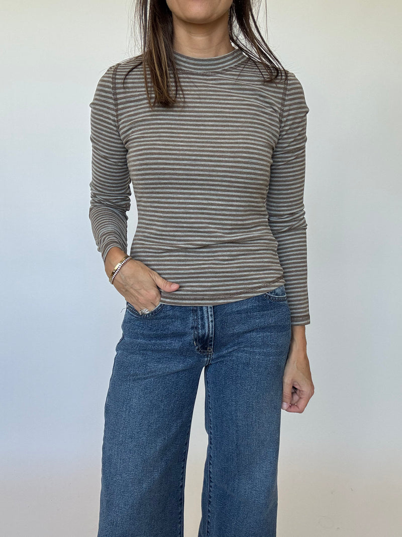 Sophie Long Sleeve Tee - Brown Stripe