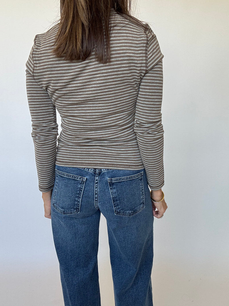 Sophie Long Sleeve Tee - Brown Stripe