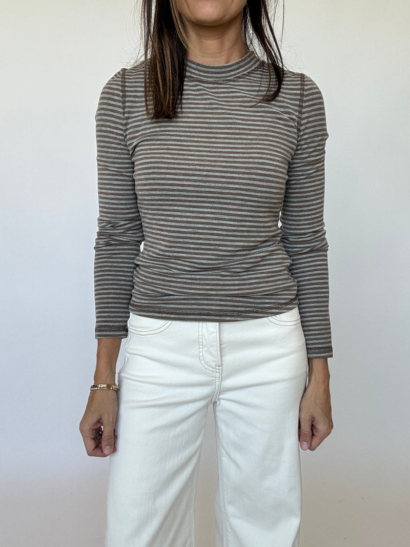 Sophie Long Sleeve Tee - Brown Stripe