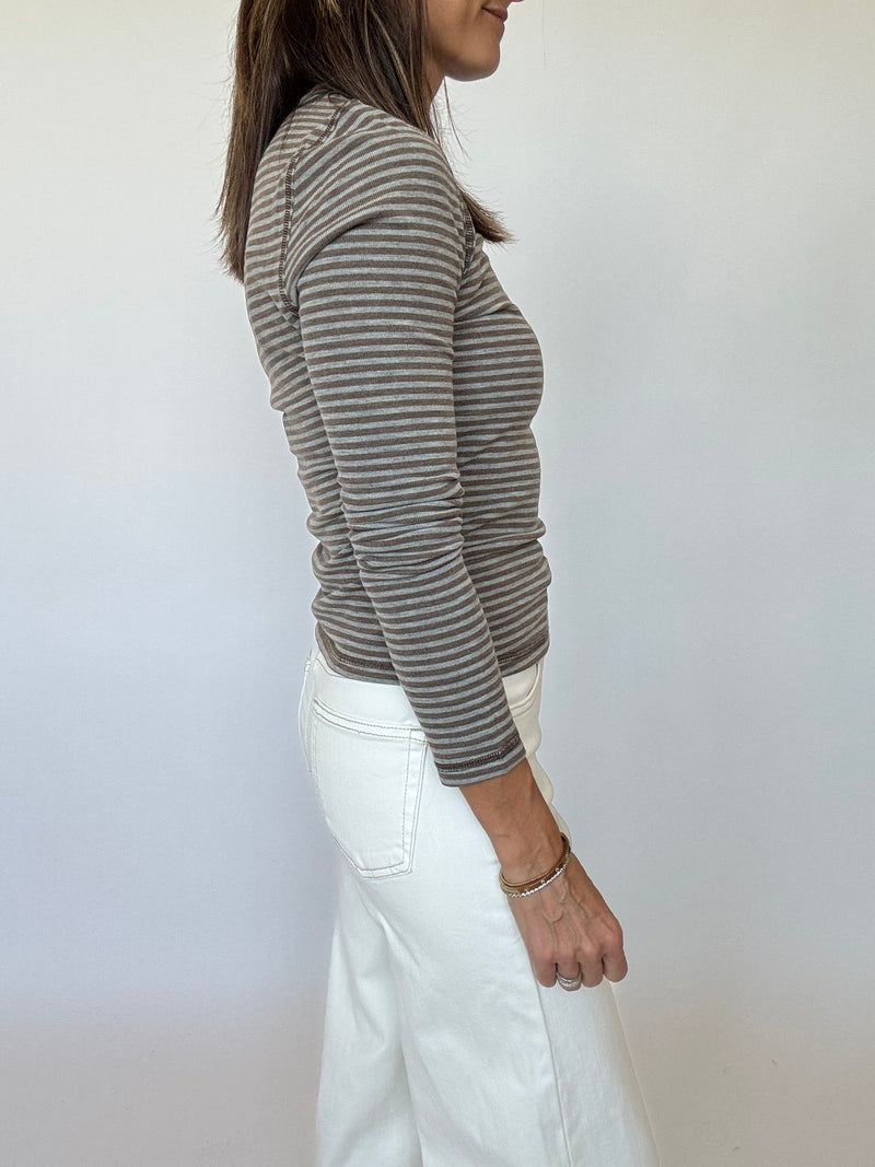 Sophie Long Sleeve Tee - Brown Stripe