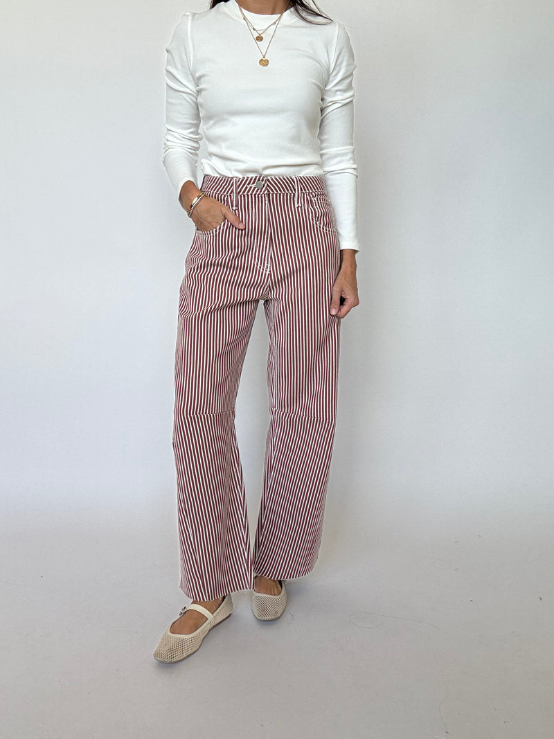 Brown Stripe Barrel Jean | Just Black Denim