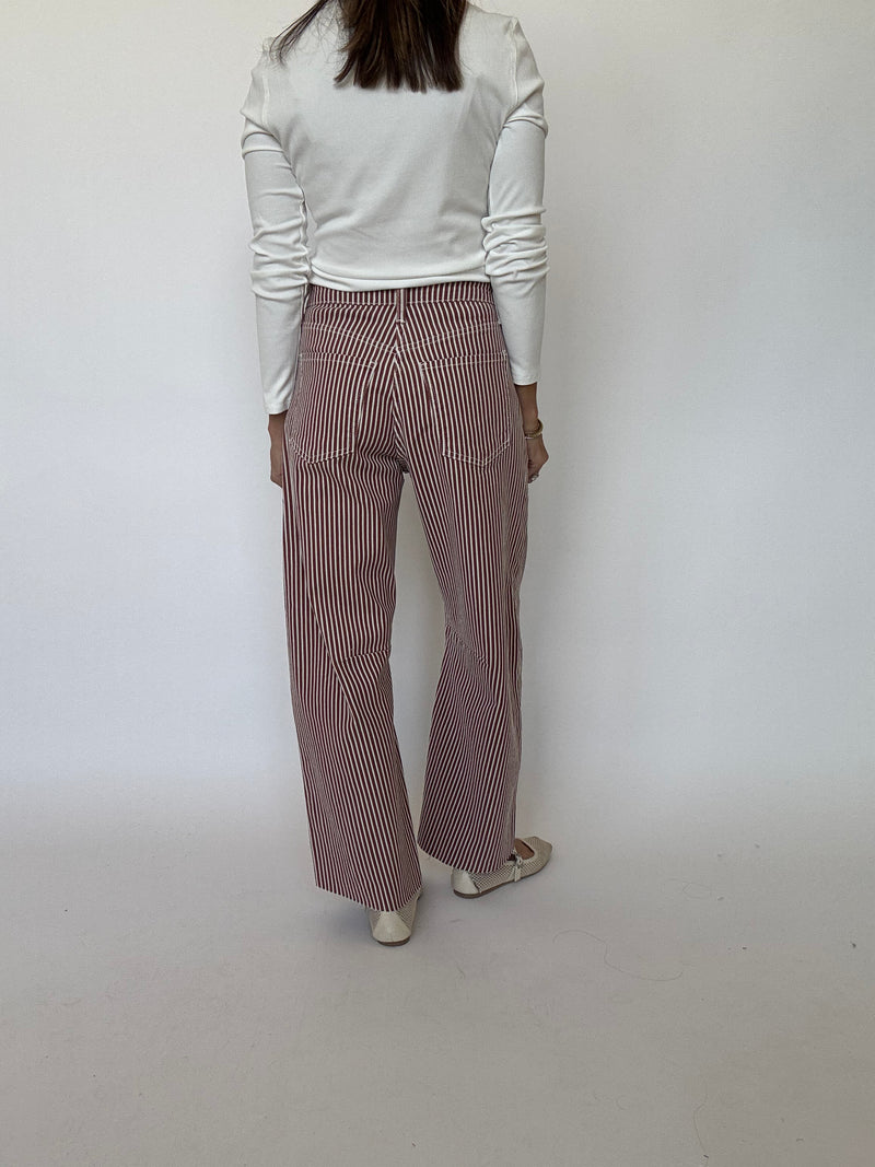 Brown Stripe Barrel Jean | Just Black Denim