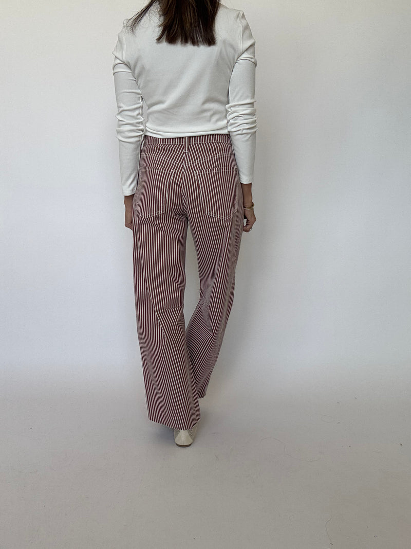 Brown Stripe Barrel Jean | Just Black Denim