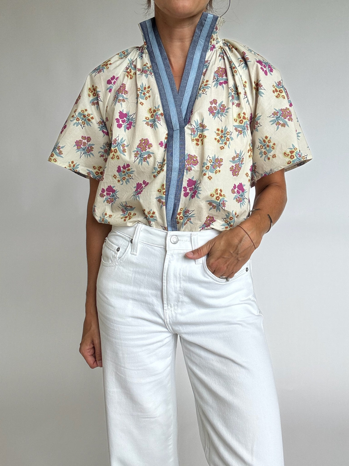 Sarah Contrast Floral Top