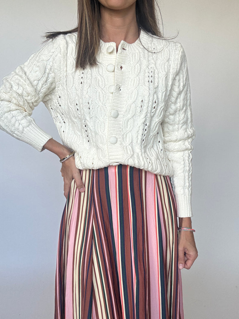 Cream Cable Knit Cardigan