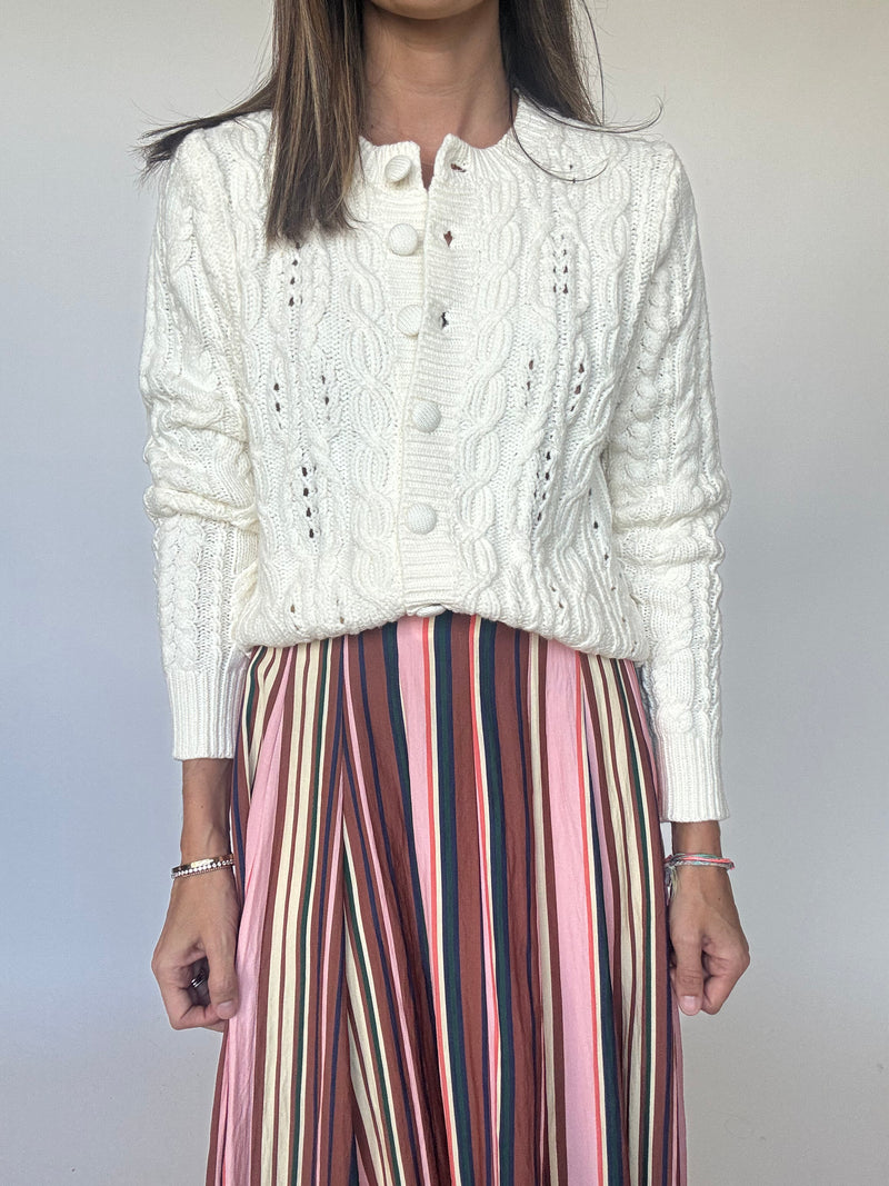 Cream Cable Knit Cardigan