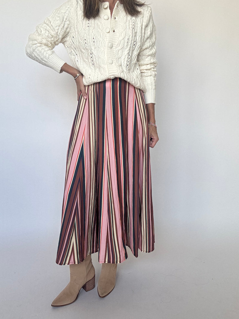 Multi Stripe Midi Skirt