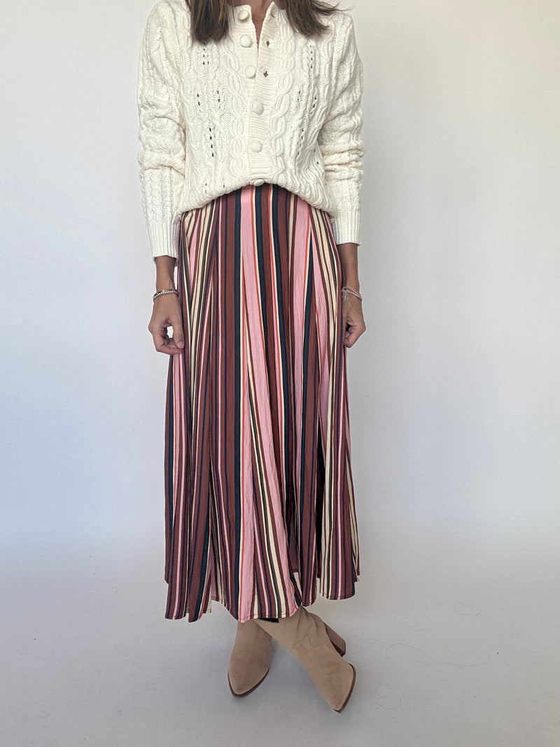 Multi Stripe Midi Skirt