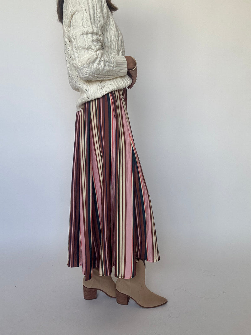 Multi Stripe Midi Skirt