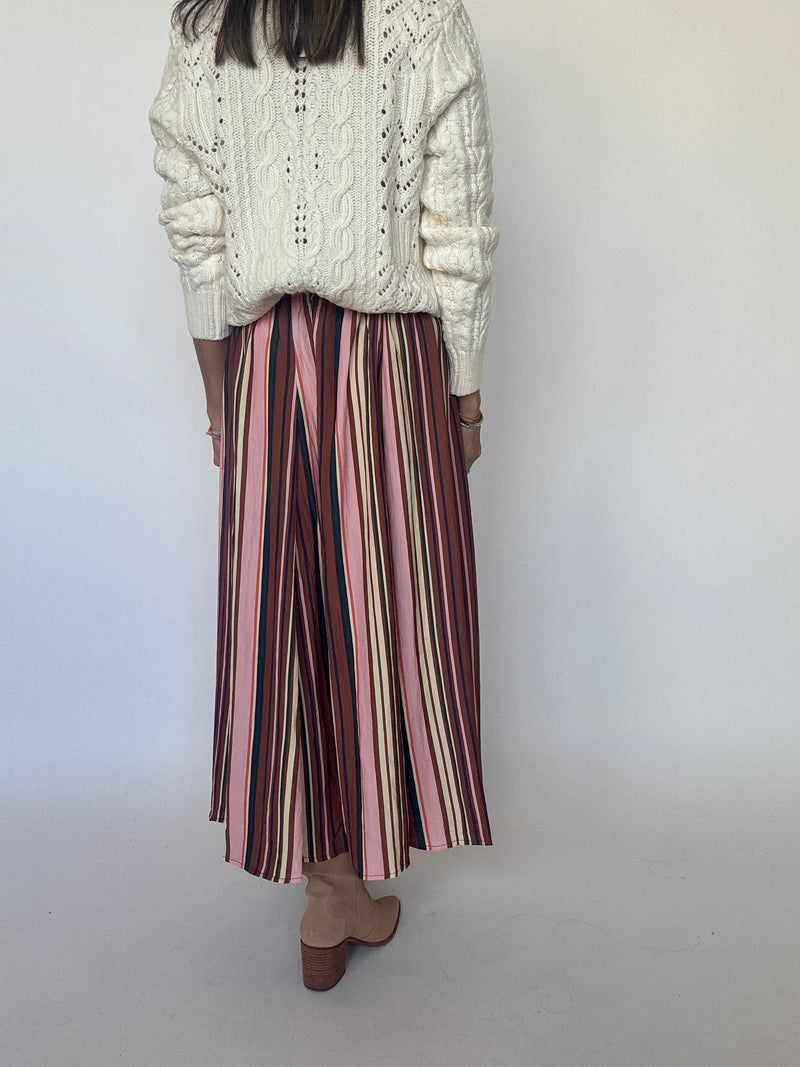 Multi Stripe Midi Skirt