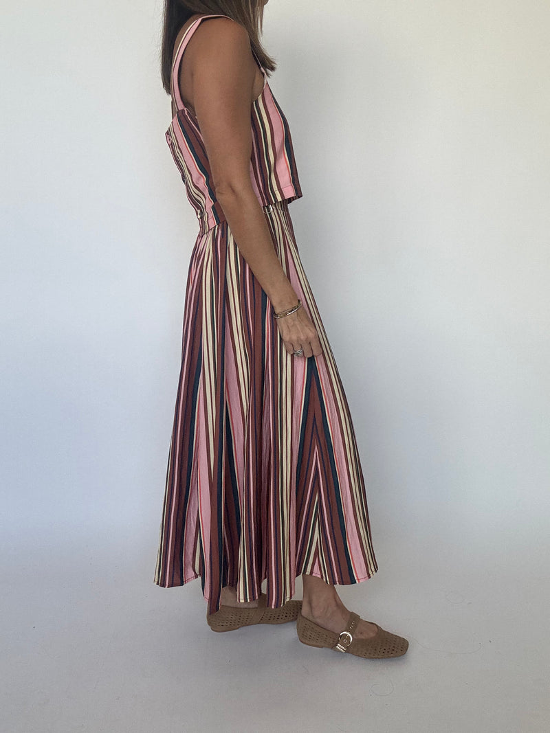 Multi Stripe Midi Skirt