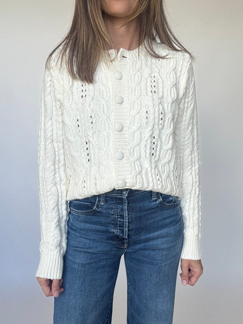Cream Cable Knit Cardigan