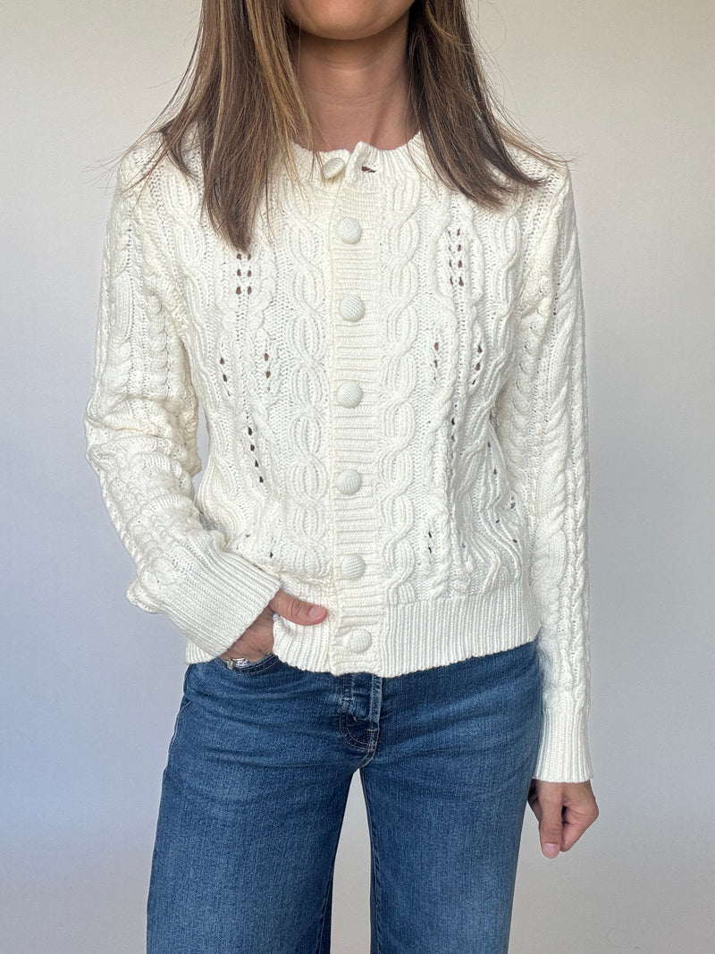 Cream Cable Knit Cardigan
