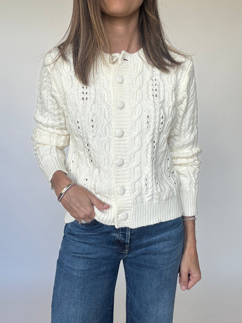Cream Cable Knit Cardigan