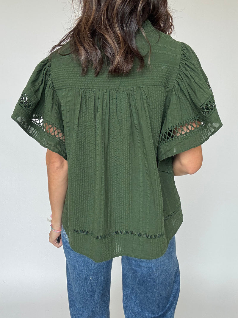 Cory Flutter Sleeve Top - Olive | THML