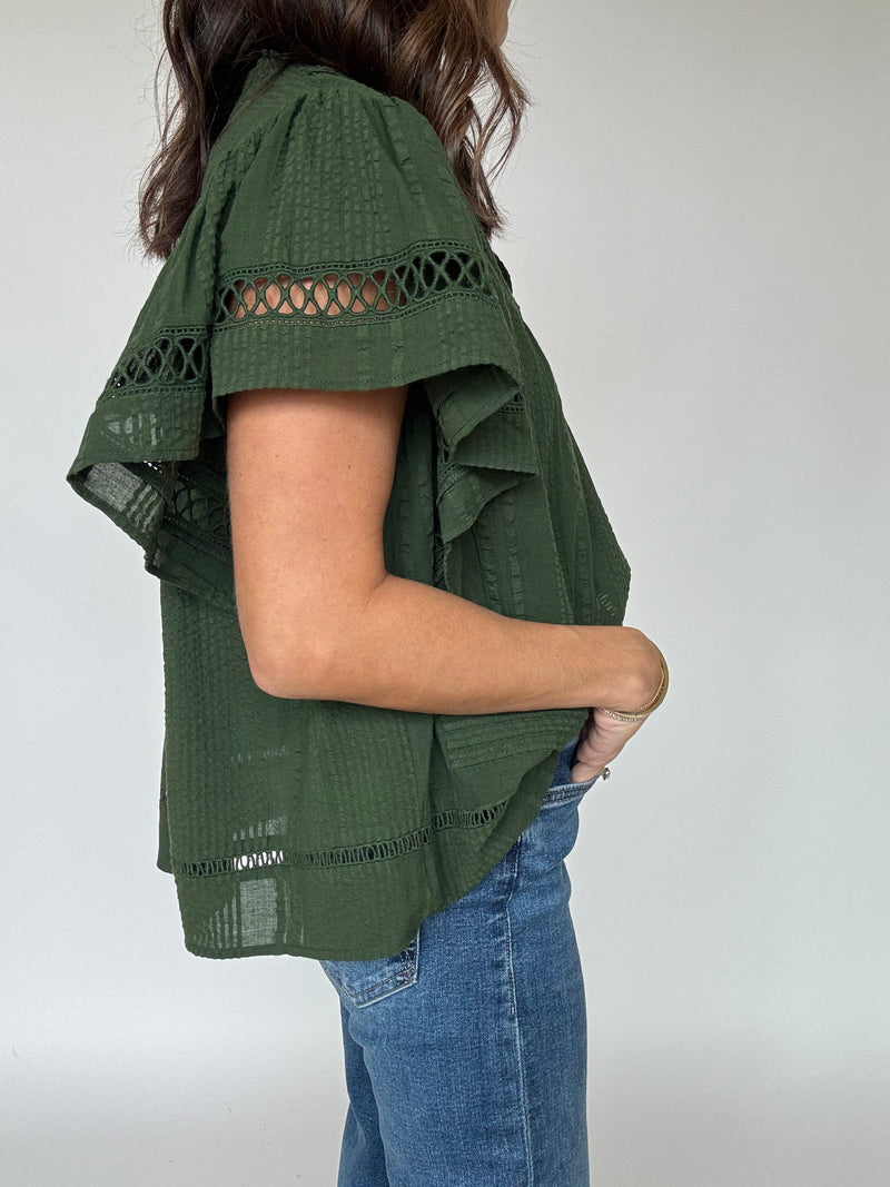 Cory Flutter Sleeve Top - Olive | THML