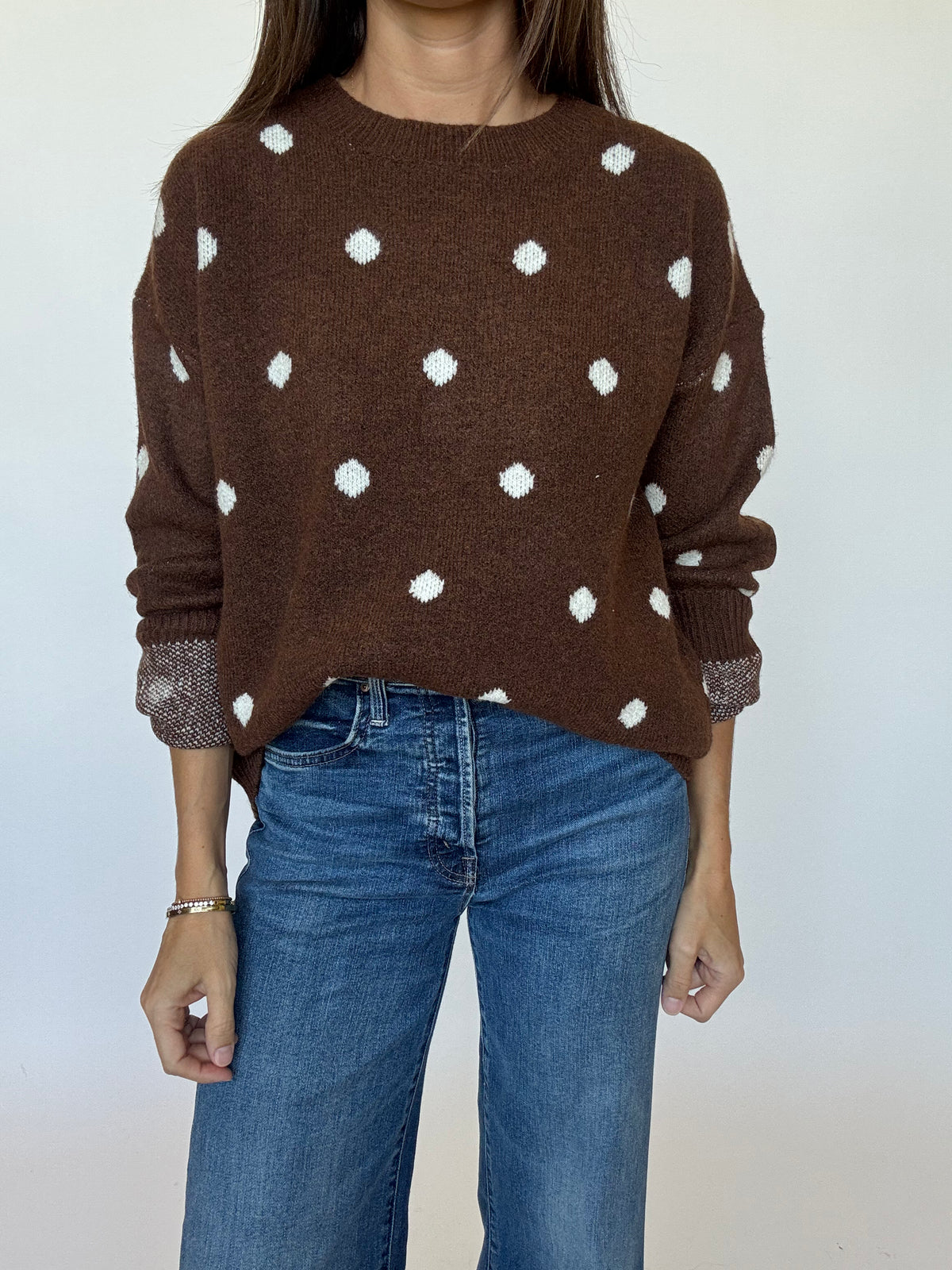 Brown Cream Polka Dot Sweater