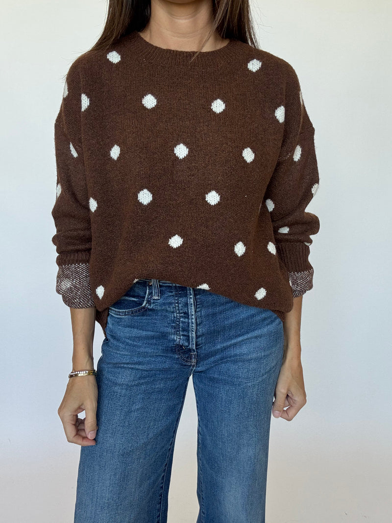 Brown Cream Polka Dot Sweater