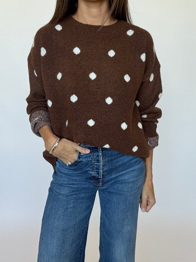 Brown Cream Polka Dot Sweater