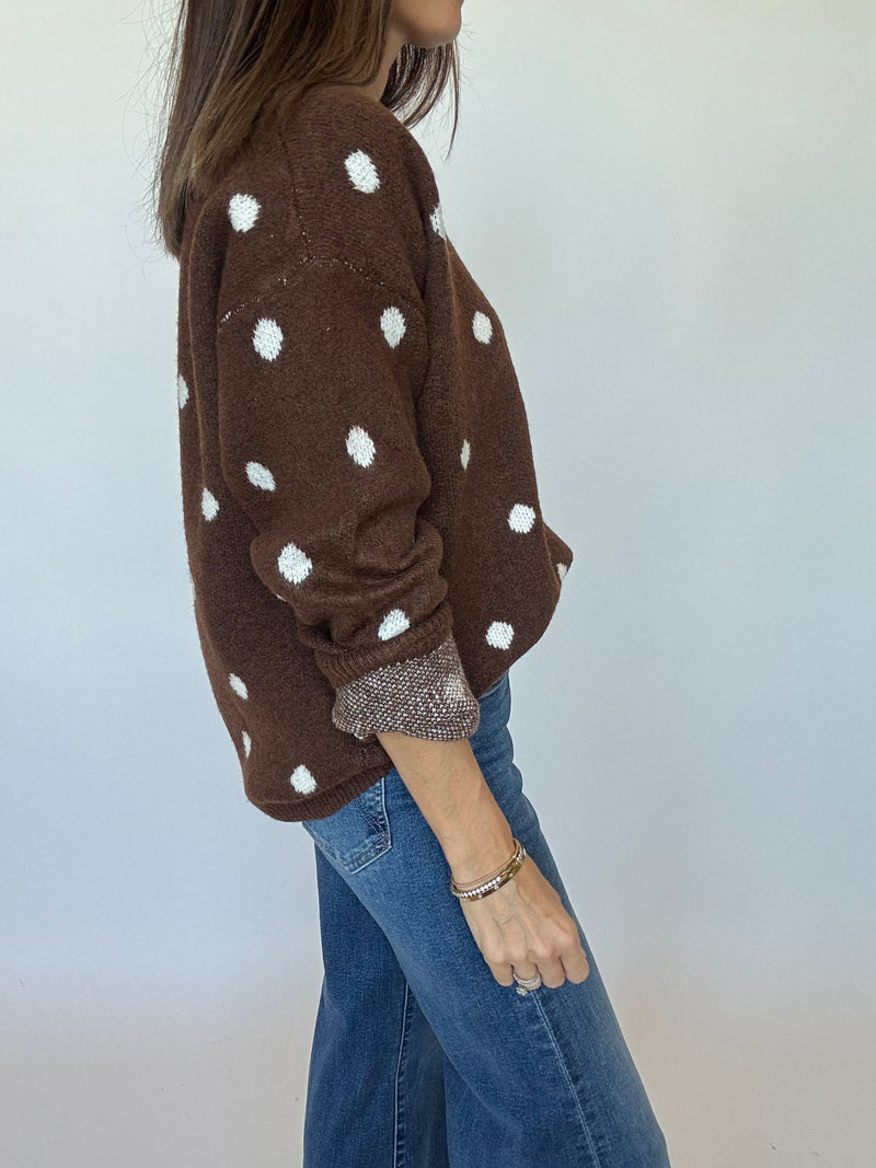 Brown Cream Polka Dot Sweater