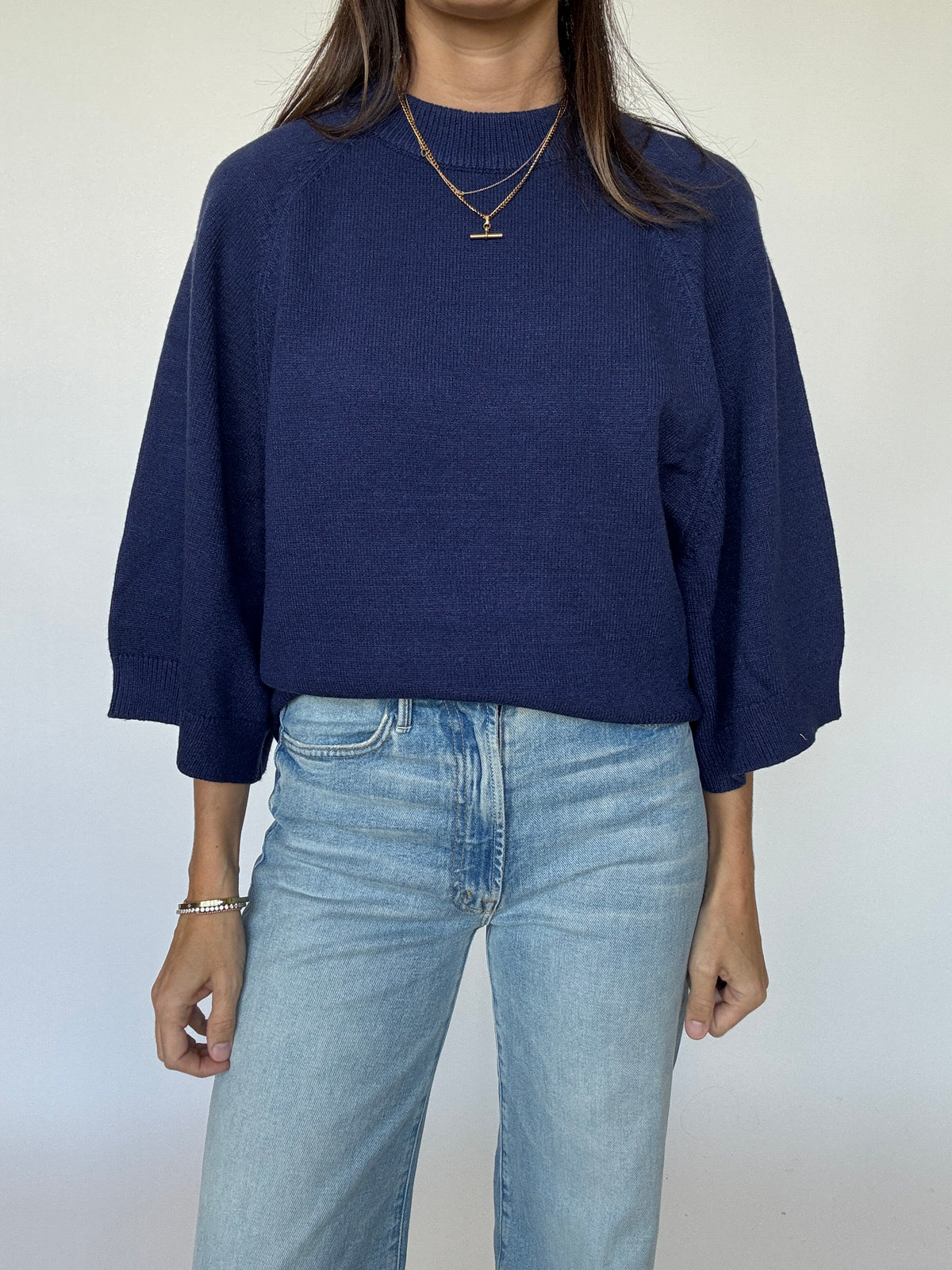 Hazen Wide Sleeve Sweater - Navy